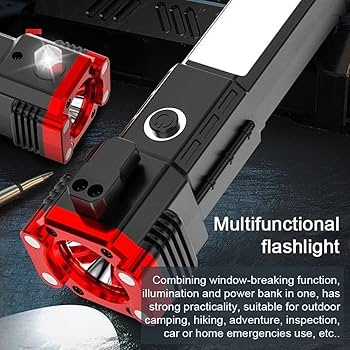 LED Flashlight with Magnet, Multi-Function Light and Hammer Tool for Camping & Hiking
