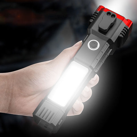 LED Flashlight with Magnet, Multi-Function Light and Hammer Tool for Camping & Hiking